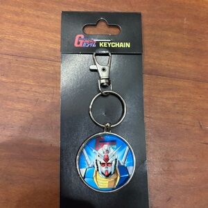 Gundam Keychain with Blue and Silver Robot Design